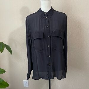 NWT Mango Black Button Down Blouse Size Medium